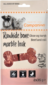 Companion - Godbidder - Meat wrapped rawhide bone - okse og torsk 2x50g