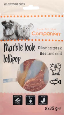 Companion - Godbidder -  Marble look lollipop - Oksekød & torsk 2x35g